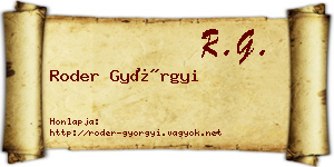 Roder Györgyi névjegykártya